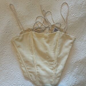 Princess Polly Light Cream Ribbed Corset